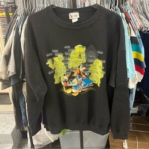 Vintage Disney Haunted Mansion Hitchhiking Ghosts Sweatshirt GLOW IN THE DARK XL